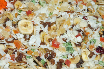 dried mixed fruit with dried banana raisin coconut