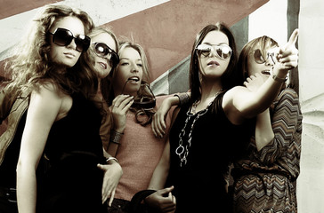 fashionable girls in sunglasses