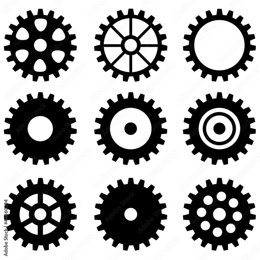 Wall mural set of gear wheels