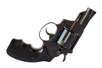 Black revolver isolated on white