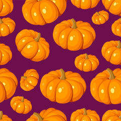 Seamless pattern with pumpkins. Vector illustration.