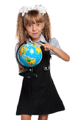 Little girl with globe