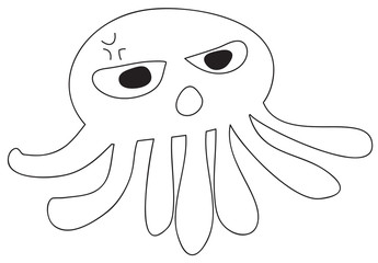 Pink Octopus girl line art