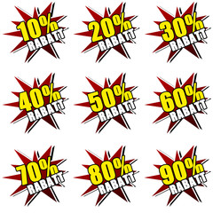 Rabatt Sterne rot 10 bis 90 Prozent