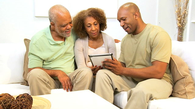 African American Family Wireless Tablet Technology