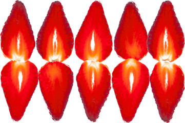 row of sliced strawberries