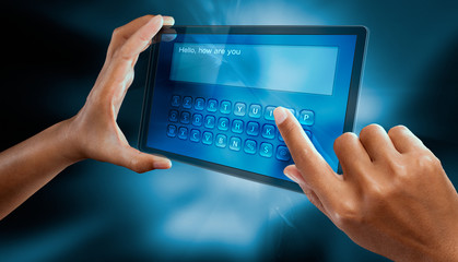 woman hands using a digital tablet