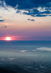 Obraz premium Panorama image of pollution city