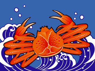 大漁旗カニ青