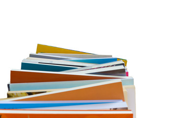 colorful book stack isolate in white background