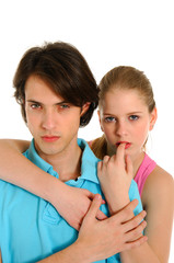 Close up portrait of a young couple in love