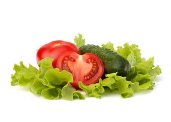 Tomato, cucumber vegetable and lettuce salad