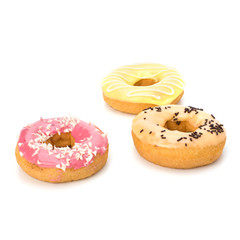 Delicious doughnuts isolated on white background