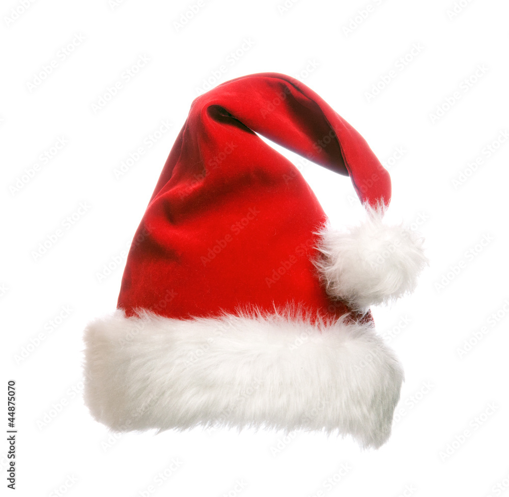 Wall mural santa claus red hat. isolated on white