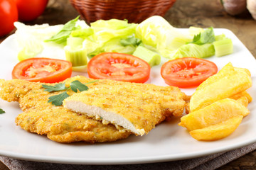 Chicken cutlet with salad