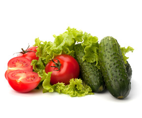Tomato, cucumber vegetable and lettuce salad