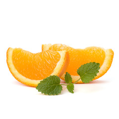 Orange fruit segment and citron mint leaf