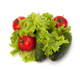 Tomato, cucumber vegetable and lettuce salad