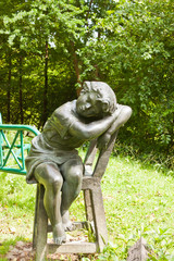 school girl image in garden
