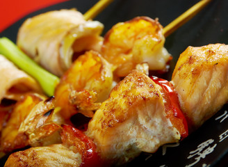 Japanese skewered  seafoods Yakitori
