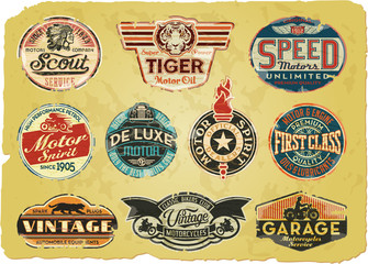 Étiquettes grunge vintage de l& 39 entreprise automobile