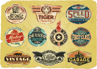 Cercles muraux Poster vintage Étiquettes grunge vintage de l& 39 entreprise automobile