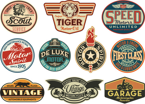 Motor company vintage abels