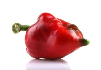 Red chilli peppers on white background.