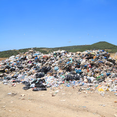 Pile of domestic garbage in landfill - 44877832