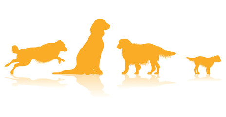 four dog silhouettes