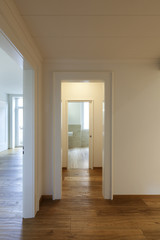 interior empty house with wooden floor, passage
