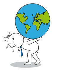 Hombre cargando con la bola del mundo