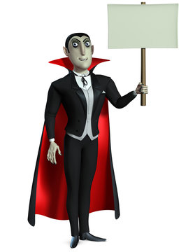 Count Dracula holding blank