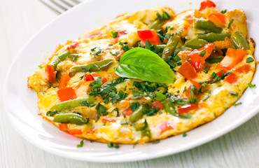 Omelet with green bean