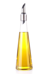 isolated olive oil bottle