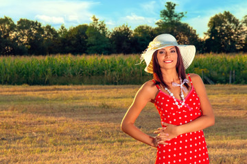 Young woman posing, outside shot in summer day