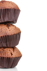 Fresh muffins isolated on white
