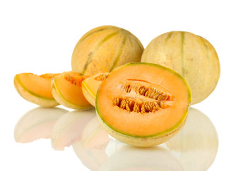 cut melon isolated on white