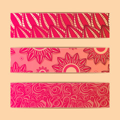 Red Floral Banner Card Set