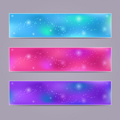 Set of Purple Blurred Vector Banners