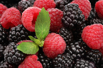 background of beautiful berries with leaves