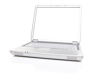 Fototapeta premium Laptop with white screen on white background