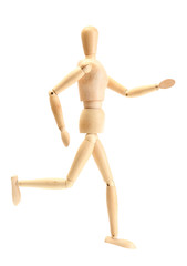 wooden mannequin isolated on white