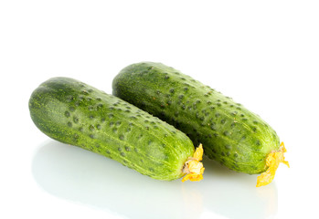 Fresh cucumbers isolated on white.