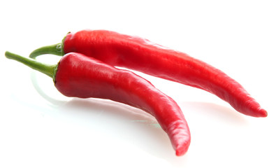 Red hot chili peppers, isolated on white