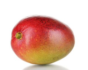 Ripe appetizing mango isolated on white