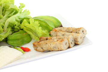 Vietnamese style food set focus side pork corner