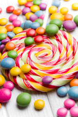 colored candy and lollipop