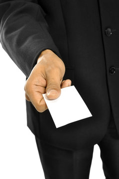 Business Man Holding Name Card