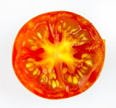 A piece of fresh cherry tomato, close-up